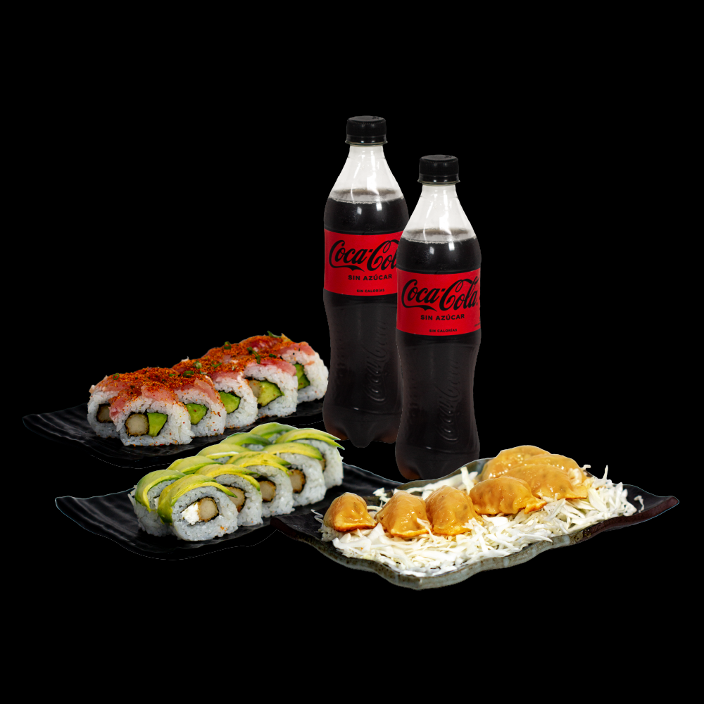 20 makis + gyozas + 2 gaseosas